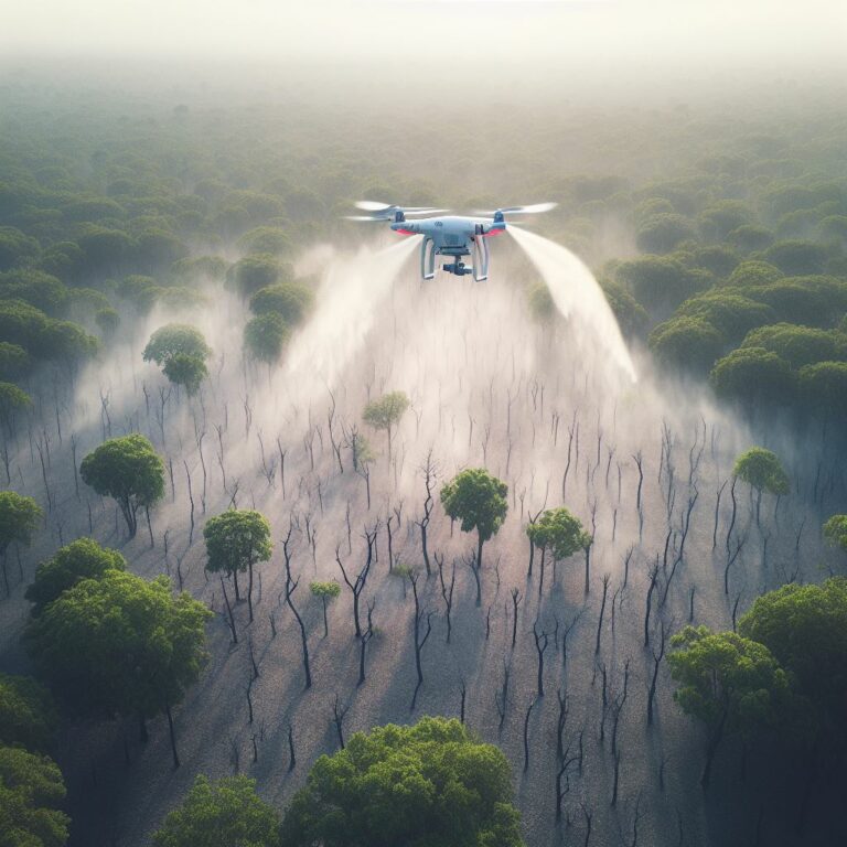 Drone watering dry forest